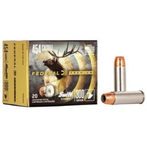 Federal Premium .454 Casull 300 Grain Swift A-Frame Nickel-Plated Cased Centerfire Pistol Ammunition 20 Rounds P454SA