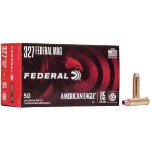Federal Premium American Eagle Handgun 327 Federal Magnum 85 Grain Jacketed Soft Point Brass Caed Centerfire Pistol Ammunition 50 Rounds AE327A