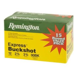 Remington 12 Gauge Ammo 12 Gauge 00 Buck Shot Centerfire Shotgun Buckshot 15 Rounds Model: 26876
