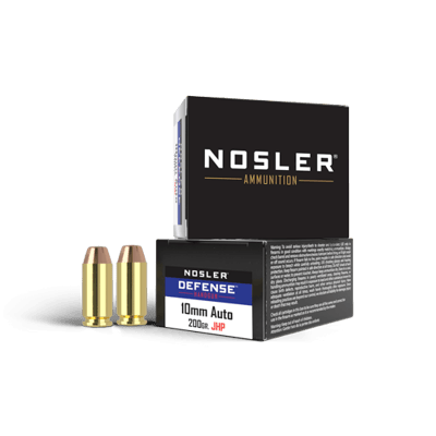 Nosler Defense 10mm 200 Grain BJHP Brass Cased Centerfire Pistol Ammunition 20 Rounds 39156