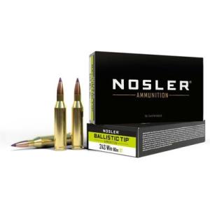 Nosler .243 Winchester 90 Grain Ballistic Tip Brass Cased Centerfire Rifle Ammo 20 Rounds 40050 0054041400503