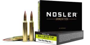Nosler Ammo Ballistic Tip 7mm Remington Magnum 160 Grain Spitzer Polymer Tip 3000 fps 20 Rd./Box