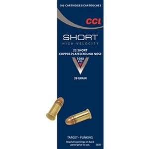 CCI Short High Velocity Ammo 22 Short 29gr Cprn - 22 Short 29gr Copper Plated Round Nose 100/Box
