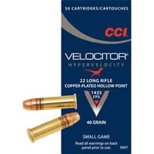 CCI Velocitor Hypervelocity Ammo 22 Long Rifle 40gr Hollow Point - 22 Long Rifle 40gr Hollow Point 50/Box