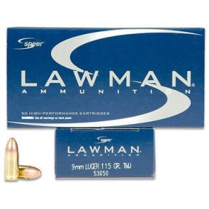 Speer Lawman 9mm Ammo 115 Grain TMJ 1200 fps 50 Rounds