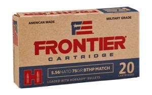 Hornady Frontier Ammo 5.56mm Nato 75gr Bthp Match - 5.56mm Nato 75gr Hollow Point Boat Tail 20/Box 0090255711615