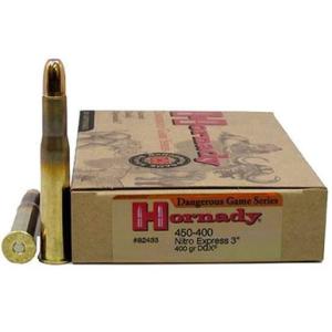 Hornady Ammo Dangerous Game X 450-400 Nitro Express 3"400 Grain Round Nose Expanding 2050 fps 20 Rd./Box