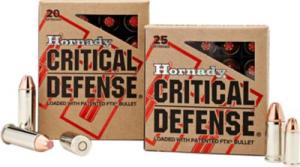 Hornady 9mm Luger 100-Grain FTX Critical Defense Lite Ammunition, 25 Rounds