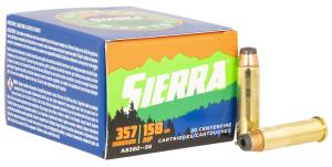 Sierra Outdoor Master .357 Magnum 158 Grain Jacket Hollow Point Brass Cased Pistol Ammo 20 Rounds A836036