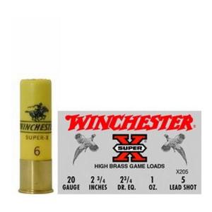 Winchester Super-X High Brass Ammo 20 Gauge 2-3/4" 1 Oz #5 Shot - 20 Gauge 2-3/4" 1 Oz #5 Shot 25/Box X205