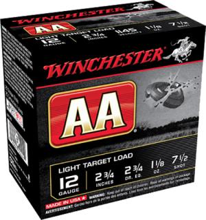 Winchester AA Light Target Ammunition 12 Gauge 2-3/4" 1-1/8 oz #7-1/2 Shot Case of 250 (10 Boxes of 25) 