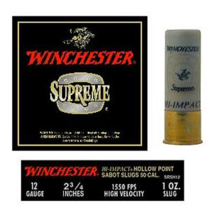 Winchester Supreme 12 Gauge Ammo Hi-Impact Sabot Slug 2-3/4" Shell 1 oz. 1450 fps 5 Rounds Per Box