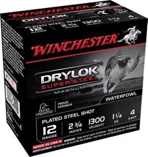 Winchester DryLok Super Steel, 12 Gauge, 2 3/4" Shot Shells, 1 1/4 oz., 250 Rounds 020892007864