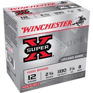 Winchester Super-X High Brass Ammo 12 Gauge 2-3/4" 1-1/4 Oz #8 Shot - 12 Gauge 2-3/4" 1-1/4 Oz #8 Shot 25/Box
