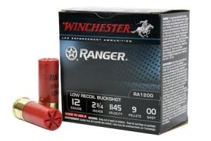 Winchester 12 Gauge 2 3/4-inch 9-Pellet Ranger Low-Recoil Buckshot 25/Box 020892009707