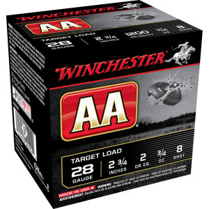 Winchester Aa Target 28 Gauge Shotgun Ammo - 28 Gauge 2-3/4" 3/4 Oz #8 Shot 25/Box AA288