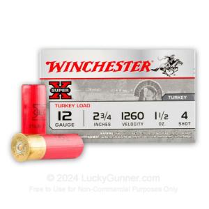 Winchester Ammo Super-X Turkey 12 Gauge 2-3/4" 1-1/2 Oz #4 Shot Copper Plated 1260 fps 100 Rd./Case