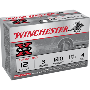 Winchester Super-X Turkey Load 12 Gauge Shotgun Ammo - 12 Gauge 3" 1-7/8 Oz #4 Shot 10/Box X123MT4
