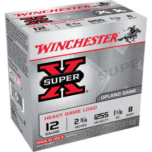 Winchester Super-X Game Load 12 Gauge Shotgun Ammo - 12 Gauge 2-3/4" 1-1/8 Oz #8 Shot 25/Box XU12H8