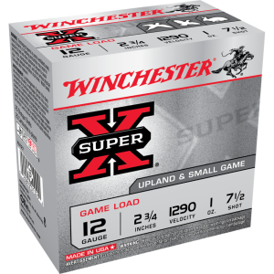 Winchester Super-X Game Load 12 Gauge Shotgun Ammo - 12 Gauge 2-3/4" 1 Oz #7.5 Shot 25/Box XU127