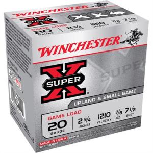 Winchester Super-X Game Load 20 Gauge Shotgun Ammo - 20 Gauge 2-3/4" 7/8 Oz #7.5 Shot 25/Box XU207