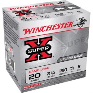 Winchester Super-X Game Load 20 Gauge Shotgun Ammo - 20 Gauge 2-3/4" 7/8 Oz #8 Shot 25/Box XU208