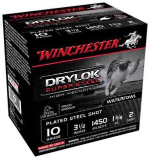 Winchester SSH102 Drylock SS HV 10 Gauge 3.5" 1 3/8 oz 2 Shot 25 Rounds