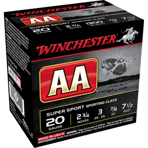 Winchester AA Super Sport Sporting Clays Ammunition 20 Gauge 2-3/4" 7/8 oz #7-1/2 Shot Box of 25 AASC207