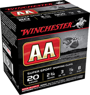 Winchester AA Super Sport Sporting Clays Ammunition 20 Gauge 2-3/4" 7/8 oz #8 Shot Case of 250 (10 Boxes of 25) 
