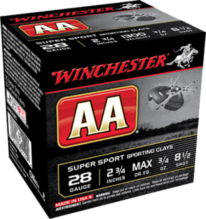 Winchester AA Super Sport Sporting Clays Ammunition 28 Gauge 2-3/4" 3/4 oz #8-1/2 Shot Case of 250 (10 Boxes of 25) 