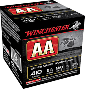 Winchester AA Super Sport Sporting Clays Ammunition 410 Bore 2-1/2" 1/2 oz #8-1/2 Shot Case of 250 (10 Boxes of 25) 