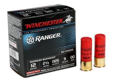 Winchester 12 Gauge LE Ranger 2.75" 00 Buck 9 Pellets 1325fps 25 Rounds