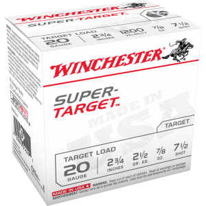 Winchester Super Target 20 Gauge Shotgun Ammo - 20 Gauge 2-3/4" 7/8 Oz #7.5 Shot 25/Box TRGT207