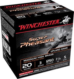 Winchester Super-X Super Pheasant Ammunition 20 Gauge 3" 1-1/4 oz #5 Copper Plated Shot Case of 250 (10 Boxes of 25) 