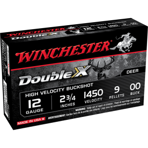 Winchester Double X Buckshot Ammo 12 Gauge 2-3/4" 9 Pellet #00 Shot - 12 Gauge 2-3/4" 9 Pellets #00 Shot 5/Box 020892017344
