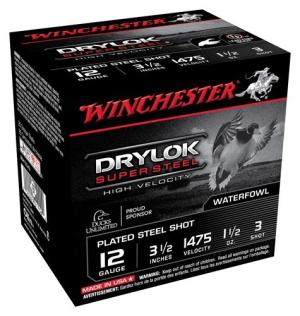 Winchester Drylok Ammo 12 Gauge 3-1/2" 1-1/2 Oz #3 Steel Shot - 12 Gauge 3-1/2" 1-1/2 Oz #3 Steel Shot 25/Box SSH12LH3