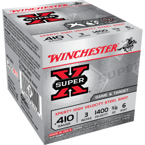 Winchester Super-X Game & Target Ammo 410 Bore 3" 3/8 Oz #6 Shot - 410 Bore 3" 3/8 Oz #6 Shot 25/Box WE413GT6