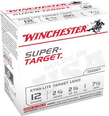 Winchester Super Target 12 Gauge 2-3/4" 1 oz. #7 1/2 Shot - 250 Rounds