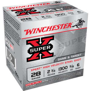 Winchester Xpert Steel Shotshells 28 ga 2-3/4" 5/8 oz 1300 fps #6 25/ct WE28GT6