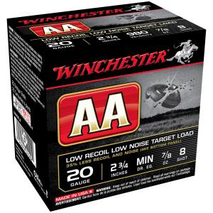 Winchester AA Target 20 ga 2 3/4" 1-1/2 dr 7/8 oz #8 980 fps - 25/ct AA20FL8