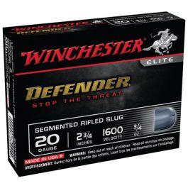 Winchester Defender 20 Gauge Shotshell 5 Rounds 2 3/4" Segmented Slug 3/4 Ounce S20PDX1S