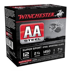 Winchester AA Super Sport Sporting Clays Ammunition 12 Gauge 2-3/4" 1 oz #7-1/2 Non-Toxic Steel Shot Box of 25 AASCL12S7
