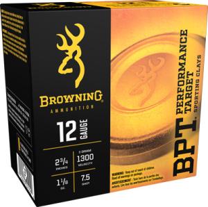 Browning BPT Performance Target Loads, 12-ga, 2-3/4", 1-1/8 oz, #7.5, 1300 fps