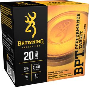 Browning BPT Performance Target Shotshell Loads, 20-ga, 2-3/4", 7/8-oz, #7.5