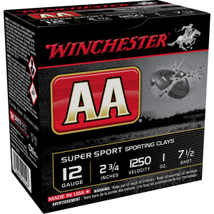 Winchester Repeating Arms AA Super Sport Sporting Clay 12 Gauge 2.75" 1 oz 1350 fps 7.5 Shot AASC12507 Single Box - 25 Rounds AASC12507