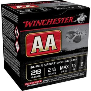 Winchester AA Super Sport Sporting Clays Shotshells 28 ga 2-3/4" 3/4 oz 1300 fps #8 25/ct AASC288