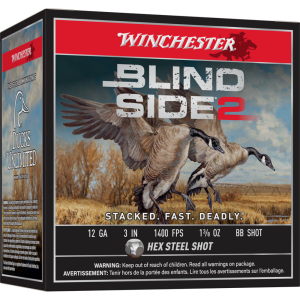 Winchester Blind Side 2 Shotshells 12 ga 3" 1-3/8 oz 1400 fps #BB Shot 25/ct 020892026902