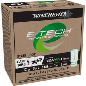 Winchester E-Tech 12 Gauge Ammo 2-3/4" Shell #6 Steel Shot 1 Oz 1325 fps 250 Rounds