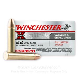 Winchester Super-X .22 WMR Ammunition 40 Grain FMJ 1910 fps 250 Rounds 020892100749