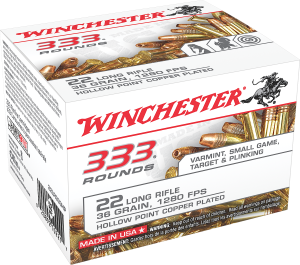 Winchester Ammunition 22 Long Rifle 36 Grain Plated Lead Hollow Point Case of 3330 (10 Boxes of 333) 